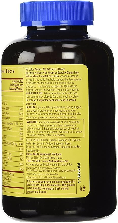 Nature Made Prenatal Multi + Dha, 200mg, 150 Softgels 2pack