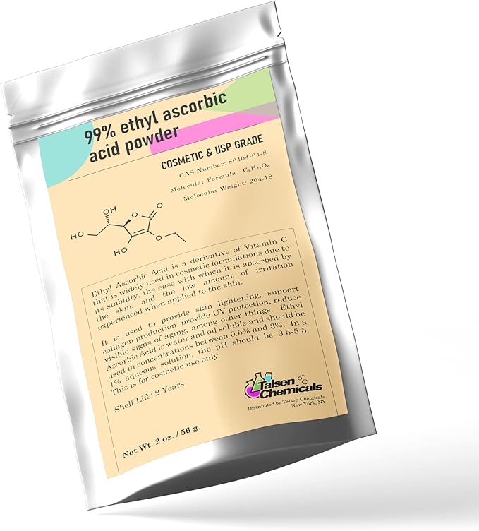 Ethyl Ascorbic Acid Powder Stable Vitamin C Derivative Help to Absorb Vitamin C to Skin Improve Skin Gloss, Skin Elasticity, Anti-Oxidation, and Other Functions (2 Ounce / 56 gram)