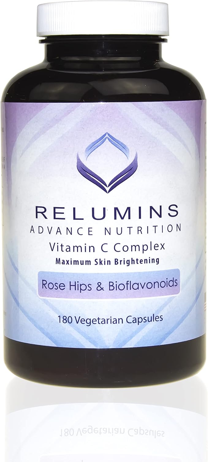 Relumins Glutathione Drink & Vitamin C Bundle – Brightening & Firming Pomegranate Gluta Shots (50mL x 10 Bottles) + Advanced Vitamin C with Rose HIPS & Bioflavonoids (180 Veg Caps)