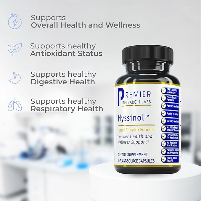 Premier Research Labs Hyssinol - Hyssop Herb, Hyssop Capsules, Organic Hyssop Dry Herb, Dietary Supplement with Green Tea, Antioxidant Support - 60 Vegetarian Capsules