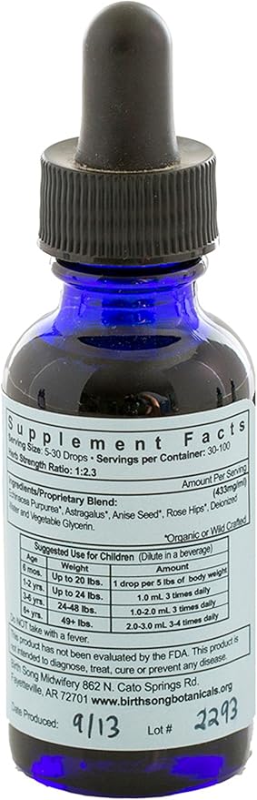 Children's Organic Daily Immune Herbal Tincture, Herbal Astragalus Supplement, 1oz Bottle