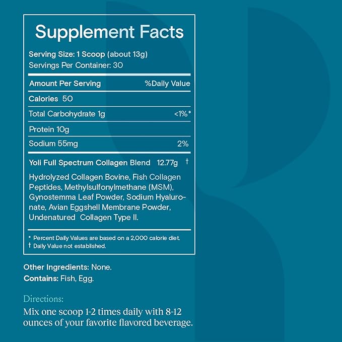 Yoli® Collagen Powder - Multi Collagen Protein Powder with Sodium Hyaluronate - Collagen Supplements for Women and Men - Collagen Types I, II, III, V, and X
