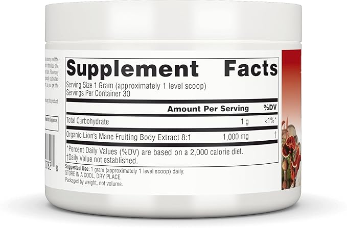 Planetary Herbals Lion Mane, Vegan Herbal Supplement, Memory, Focus and Mood* Vegan Powder - 30 Grams