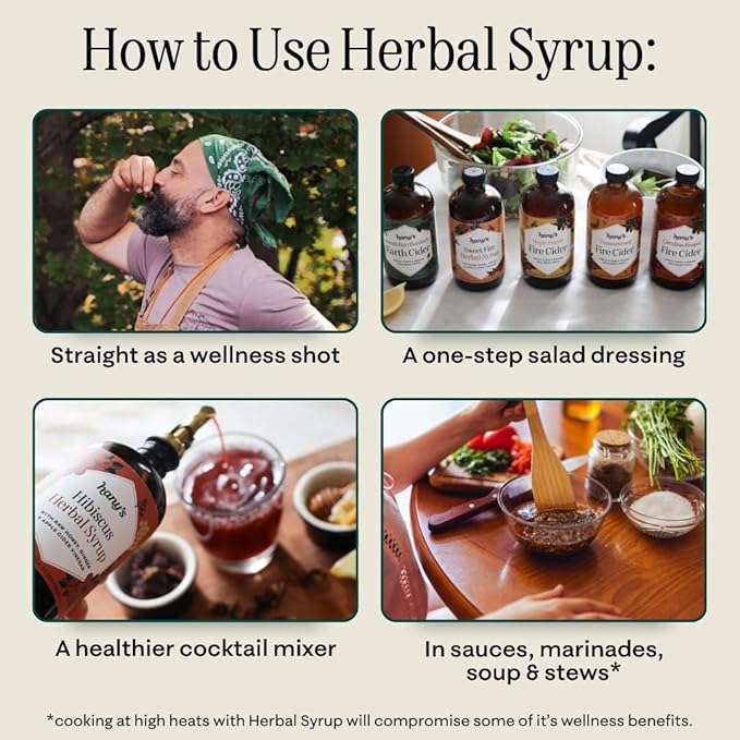 Hany's Harvest Sweet Fire Herbal Syrup – 8 fl oz | All-Natural Wellness Tonic, Apple Cider Vinegar, Raw Honey | Non-GMO, Gluten-Free, Handcrafted