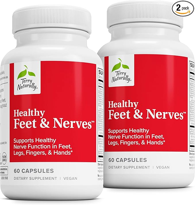 Terry Naturally Healthy Feet & Nerves - Herbal Supplement with Bioactive Vitamin B12 - Circulation & Nerve Health Support Supplement - Vegan Capsules with Boswellia Serrata - 60 Capsules (Pack of 2)
