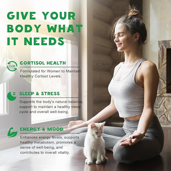 Cortisol Supplements Gummies for Women, Magnesium Ashwagandha Rhodiola Rosea and L-theanine Complex for Women, Maintain Healthy Cortisol Levels - 60 Day Vegan Supply