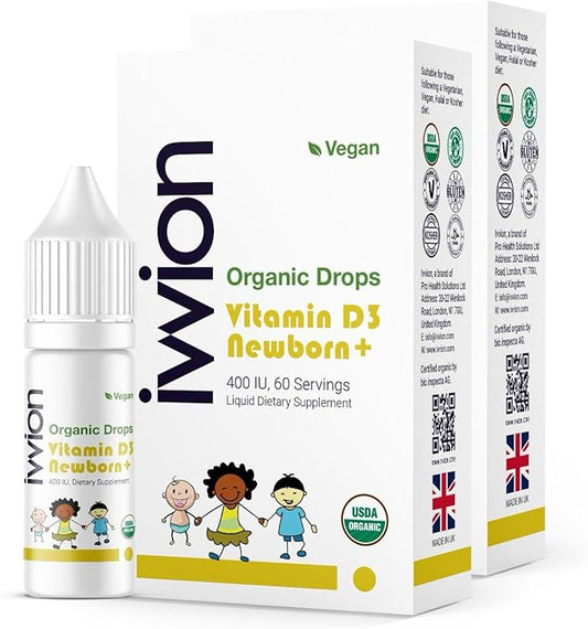 10 UG 60 Drops- Daily Vitamin D3 Supplement for Infant and Young Children (Pack of 2)