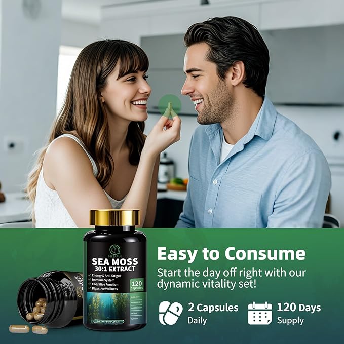 Shilajit for Men and Women, Sea Moss and Shilajit Bundle Pill, All in 1 Supplements with Coenzyme Q10, Black Seed, Ashwagandha, Taurine, Burdock for Energy, Antioxidant & Immune Support, 240 Capsule