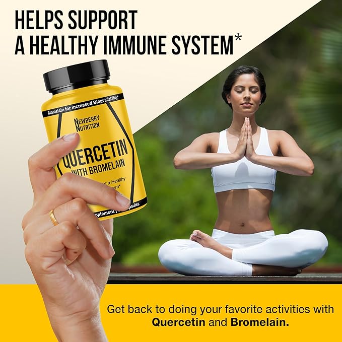 Quercetin with Bromelain Supplement 1200mg, Quercetin 500mg Capsules, Helps Support Healthy Immunity, Potent Antioxidant, 60 Count