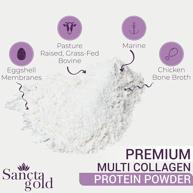 Multi Collagen Peptides Powder, 2 lbs, for Skin, Hair & Nails, Type I, II, III, V, X Hydrolyzed Collagen Peptides with Hyaluronic Acid & Vitamin C, Unflavored Protein Supplement for Women