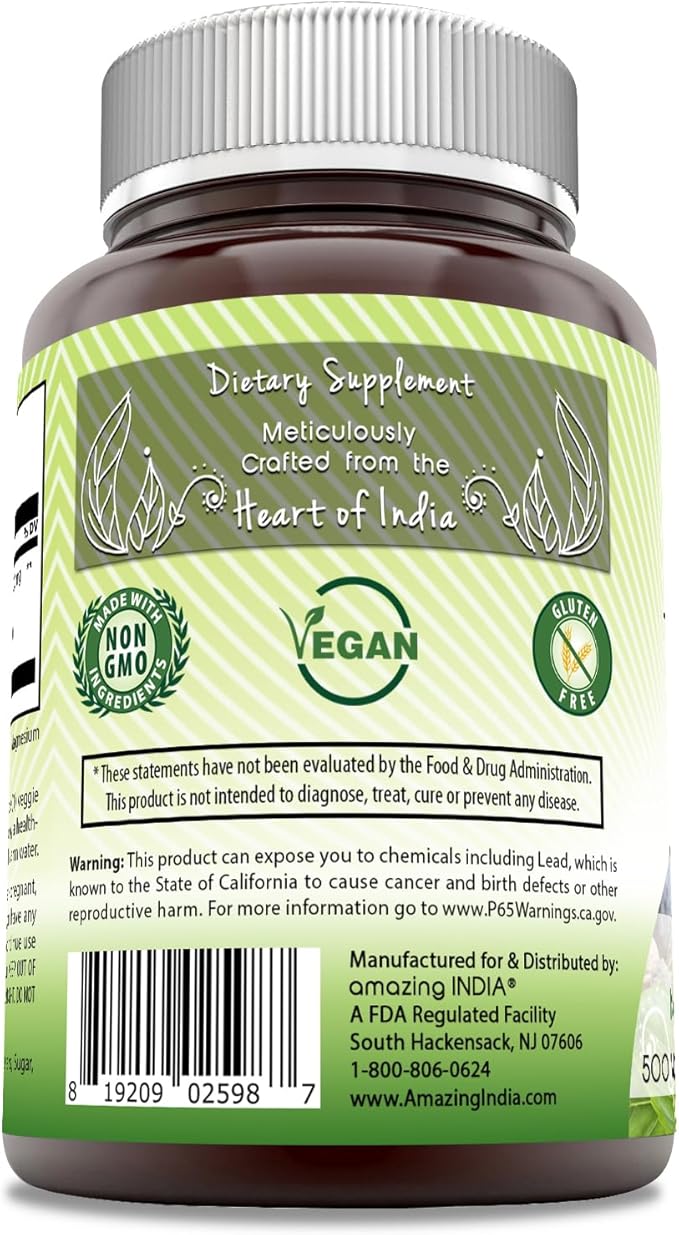 Amazing India Natural Triphala 500 mg Veggie Capsules Supplement | Non-GMO | Gluten Free | Ideal for Vegetarians (250 Count)