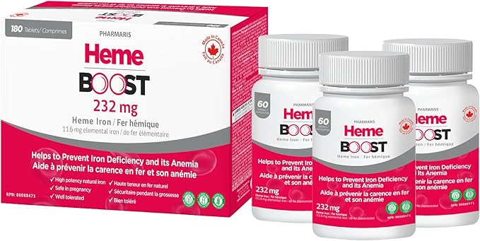 Hemeboost 11.6mg (232mg Heme Iron) I 180 Tablets | High Potency Natural Iron Supplement I High Absorption & Gentle on Stomach I Iron Pills for Adults & Safe for Use in Pregnancy (3)