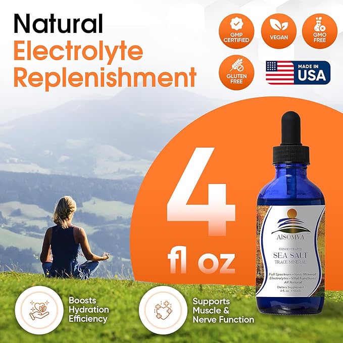 Trace Minerals Pure Sea Salt Mineral Blend with Dropper for Hydration, Electrolyte Balance & Nutrient Absorption | Bioavailable Formula (4 Fl Oz)
