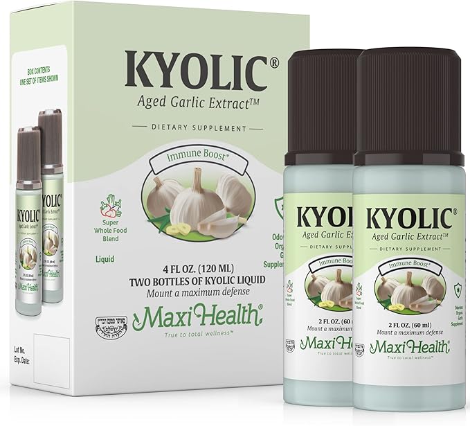 Kyolic Aged Garlic Extract Liquid - Odorless Garlic Supplements - Organic Kyolic Garlic - Organic Garlic Supplements for Heart Health (2 Pack)