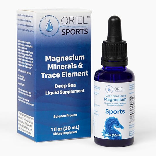 Oriel Liquid Magnesium Drops for Sports, Rapid Absorption, Free Ion Magnesium, Minerals and 78 Trace Elements, Supports Normal Electrolyte Balance, Performance, Endurance, Recovery, 30ml 30-Day Supply
