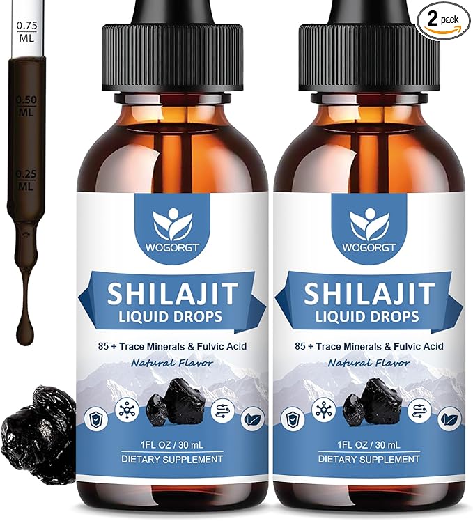 Pure Himalayan Shilajit Liquid Supplement - Energy & Immune Support, Contain 85+ Trace Minerals & Fulvic Acid, Pure Shilajit Resin Liquid Drop for Men & Women, Natural Flavor, 1 Fl Oz (2 Pack)