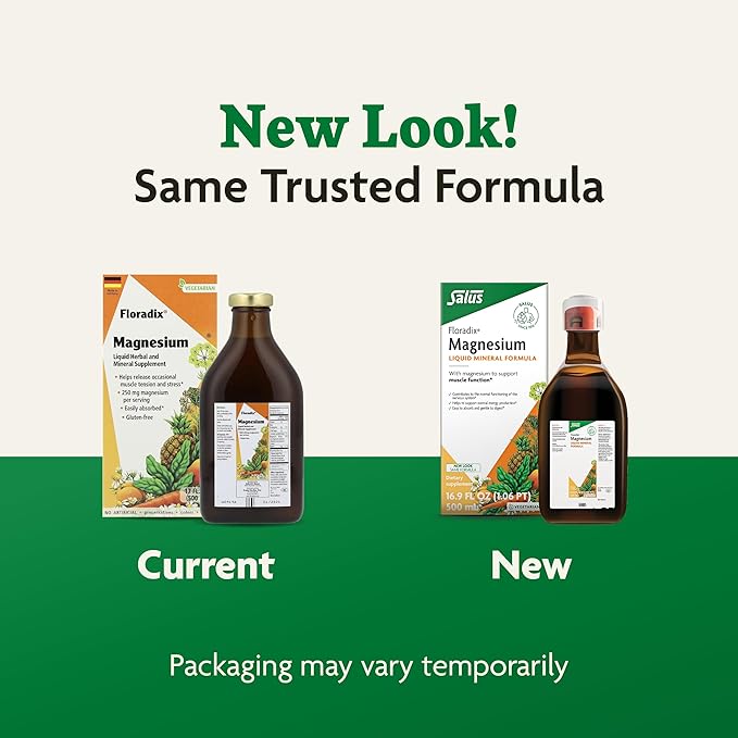 Floradix Magnesium - Liquid Herbal & Mineral Supplement for Bone Support, Digestive Health & More - Vegetarian, Non-GMO - 16.9 fl oz