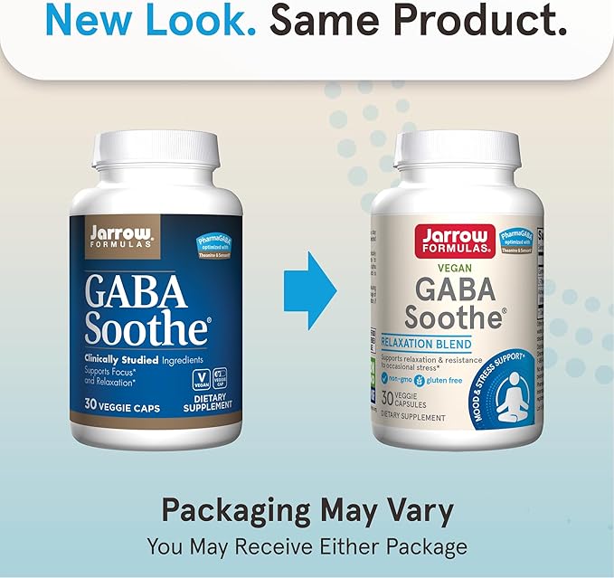 Jarrow Formulas® GABA Soothe®, 3 Ingredient Dietary Supplement for Relaxation and Occasional Stress, 30 Veggie Capsules, 30 Day Supply