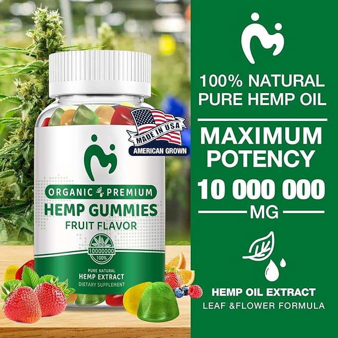 (3 Pack) Hemp Gummies for Pain Sleep Anxiety 100% Natural Pure Extra Strength Organic Hemp Oil Extract Edible Vegan Low Sugar Hemp Gummy for Adults