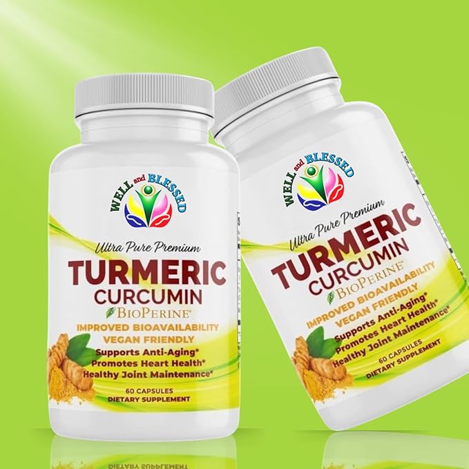 Turmeric Curcumin Supplement with BioPerine - 60 Capsules - Organic Turmeric Root Extract - Vegan Friendly, Enhanced Absorption, Daily Joint and Heart Support
