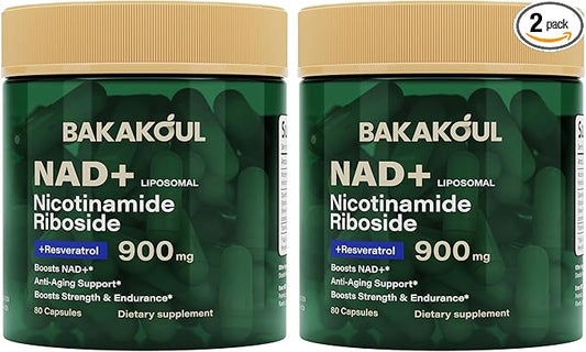 NAD Supplement - Liposomal Nicotinamide Riboside, Resveratrol, Quercetin, NAD Nicotinamide Riboside Resveratrol 900mg, NAD+ Supplement for Men and Women, 80 Capsules 2 Pack