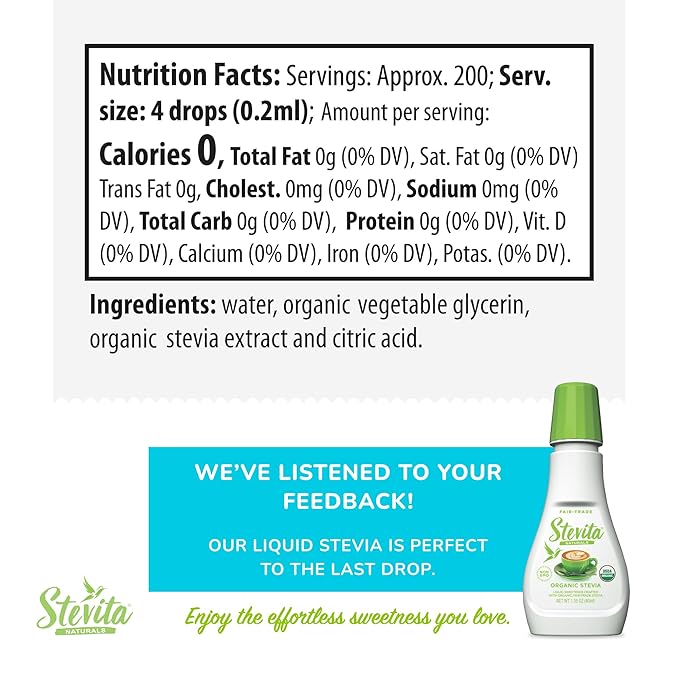 Stevita Organic Liquid Stevia - 1.35 oz, Pack of 3 - All-Natural Sweetener, Zero Calories - USDA Organic, Non-GMO, Vegan, Kosher, Keto, Paleo, Gluten Free - 600 Total Servings