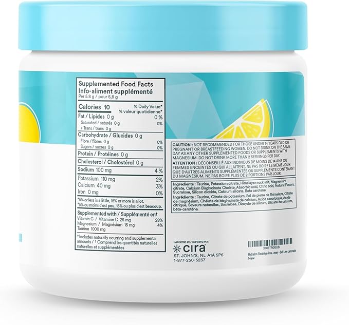 Cira Hydration Powder x Alicia McCarvell's Electrolyte Drink Mix with Himalayan Salt for Dehydration Relief and Recovery - Self Love Lemonade, 45 Servings