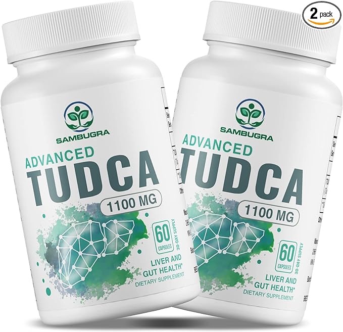 TUDCA Supplements 1100mg, 3rd Party Tested TUDCA Liver Supplement for Liver Cleanse Detox and Repair, Ultra Strength Bile Salt Liver Support, 120 Capsules (Pack of 2)