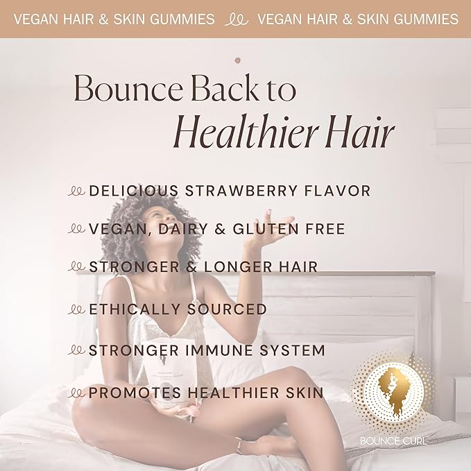 Bounce Curl Vegan Collagen Boosting Hair, Skin & Nails Gummies, 60 Strawberry Gummies