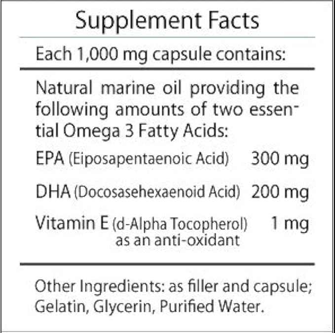 Omega 3 Marine Lipid EPA (Eicosapentaenoic Acid) (900 mg), DHA (Docosahexaenoic Acid) (600 mg), Vitamin E (D-Alpha Tocopherol) (3mg) - 60 Soft Gels