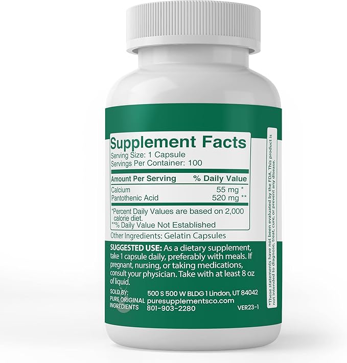 Pure Original Ingredients Calcium Carbonate and Pantothenic Acid Bundle, Various Amounts, Pure, Lab Verified