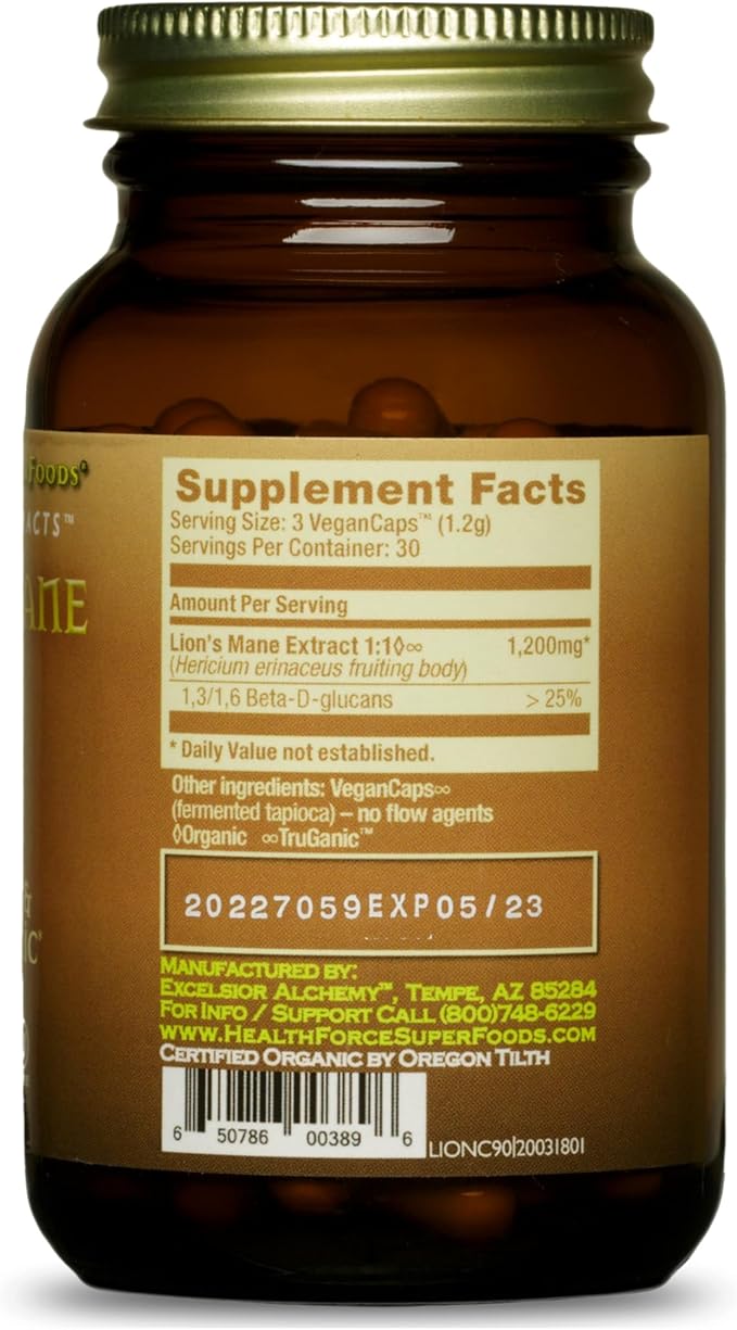HealthForce SuperFoods Integrity Extracts Lion's Mane – Capsules - 90 Vegan Capsules