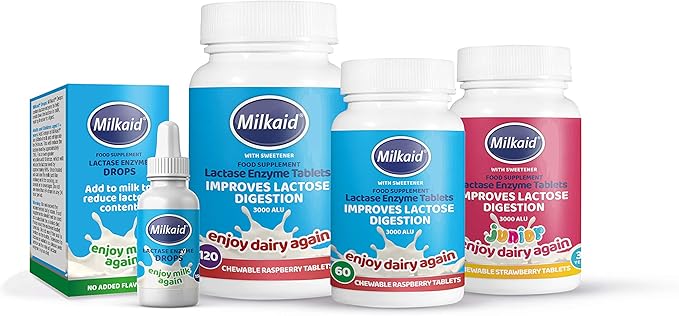Milkaid Lactase Enzyme Drops for Lactose Intolerance | Prevents Gas, Bloating & Diarrhea | Fast Acting Dairy Digestive Supplement | Gluten Free & Vegetarian | No Artificial Flavor | 0.5 Fl Oz (1)