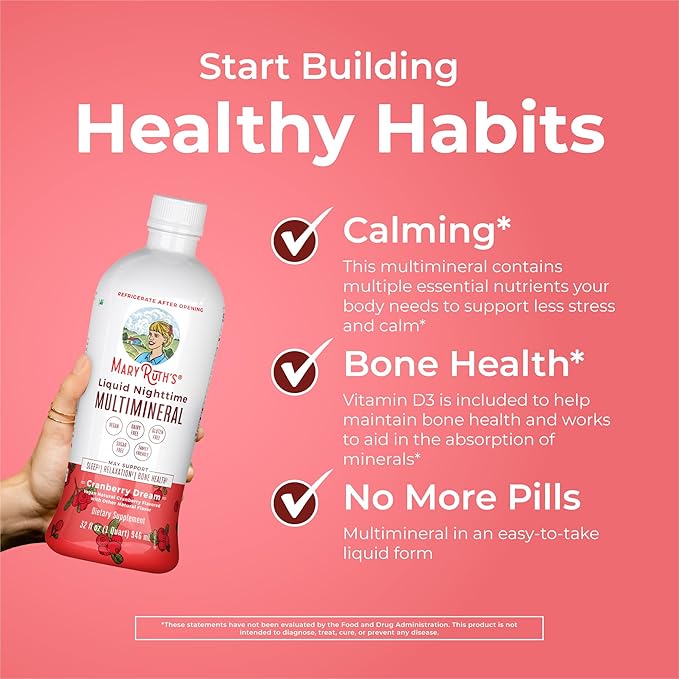 MaryRuth's Liquid Morning Multivitamin (Fruit Punch) & Liquid Nighttime Multimineral (Cranberry) | Clean Label Project Verified® | Vegan Vitamins for Energy, Muscle Relaxation, & Overall Health