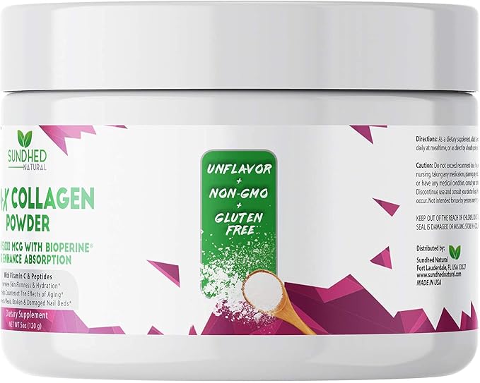 Max Collagen Plus C (30 Day Supply) - All Natural Collagen Powder with Biotin & Bioperine to Boost Anti Aging Hydration & Skin Firmness - 500mg Vitamin C - Strengthen Bones & Nails