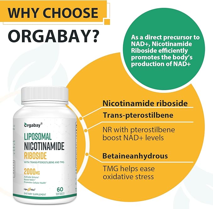 Liposomal Nicotinamide Riboside 2000 MG with TMG and Pterostilbene, Boosting NAD+, Support Healthy Aging, 480 Count