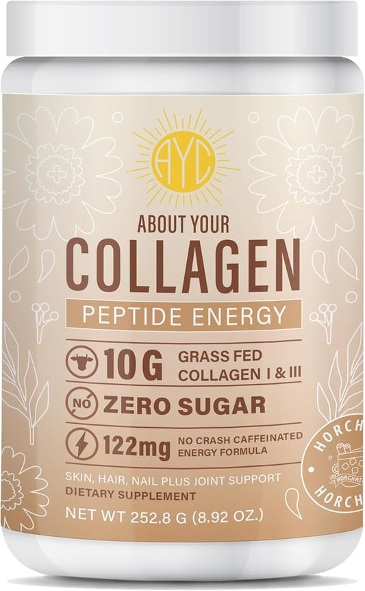 Peptide Energy Collagen Powder Hair, Nail, Skin, Type I & III,Caffeine for Energy, Vitamin C, Biotin, Hyaluronic Acid, Zero Sugar – 8.92 oz (Horchata)