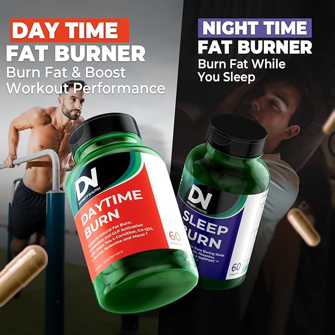 Daytime Fat Burner Supplement for Men & Women,with Green Tea Extract, L-Carnitine, Co-Q10, Turmeric, Berberine,Bitter Melon for Metabolism Appetite Support 60 Capsules