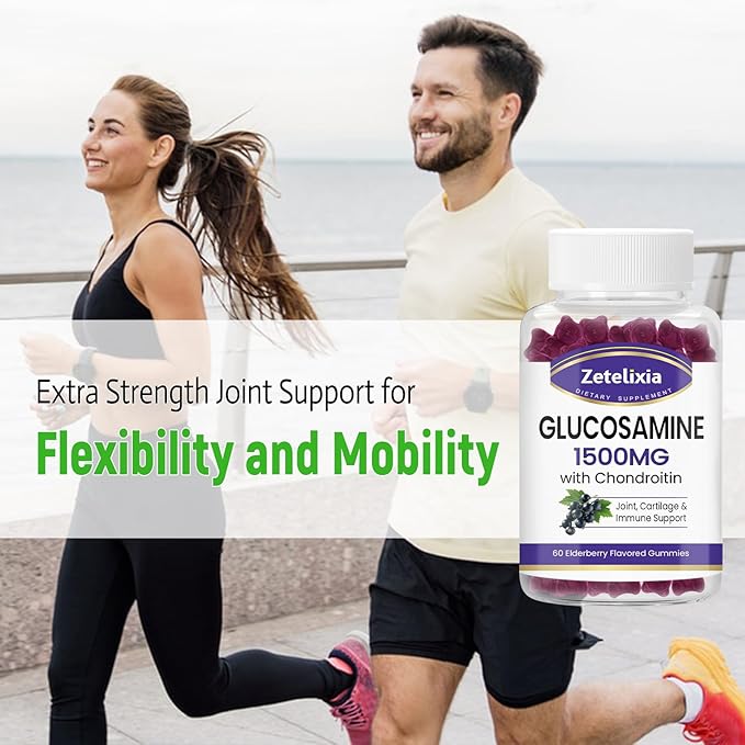 2 Pack Glucosamine Chondroitin Gummies, Glucosamine Chondroitin with MSM, Elderberry, Turmeric - Joint Support Supplement for Adults, Men & Women, Elerberry Flavor 120 Count