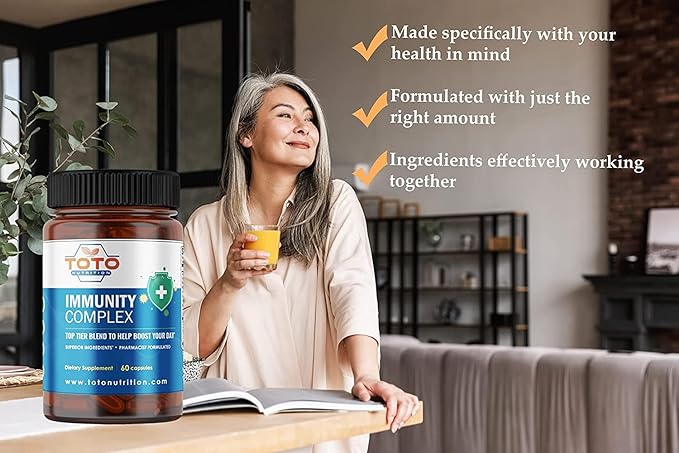 Immunity Support Booster with Vitamin C, D, Elderberry, Echinacea, Zinc, Quercetin, Curcumin, Ginger, B Vitamins Supplement, Vegan, Gluten Free, No Gelatin
