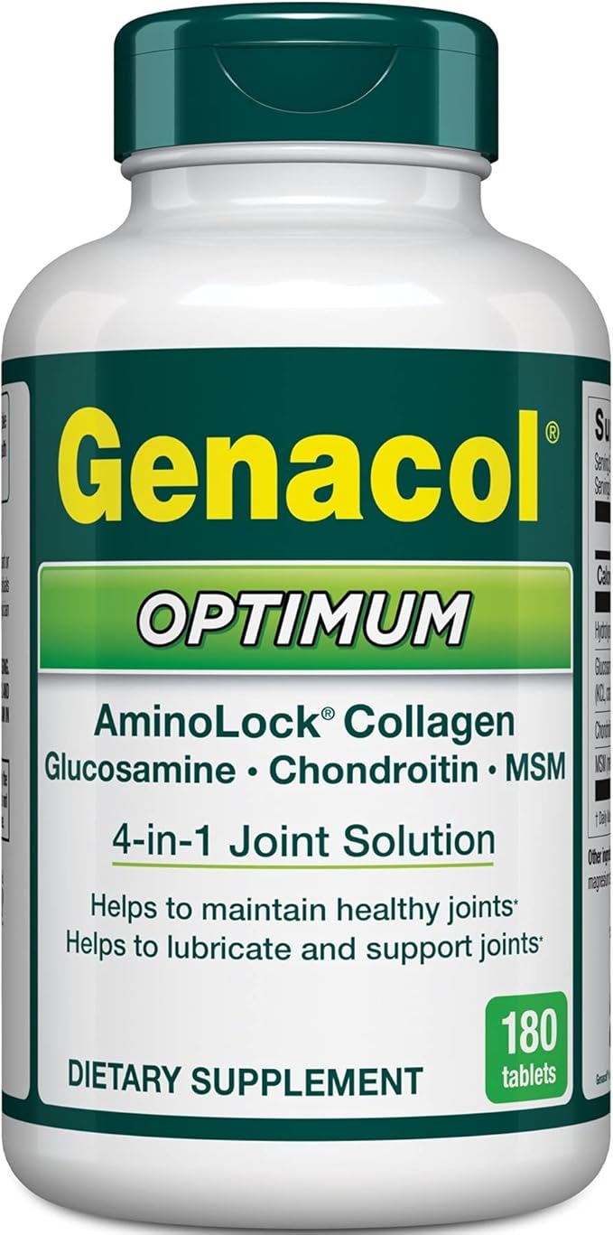 Genacol Optimum – Glucosamine, Chondroitin, MSM and Ultra-Hydrolyzed Collagen Tablets, Maintains Healthy Joints, Protects & Lubricate Cartilage, 180 Tablets (60-Day Supply)