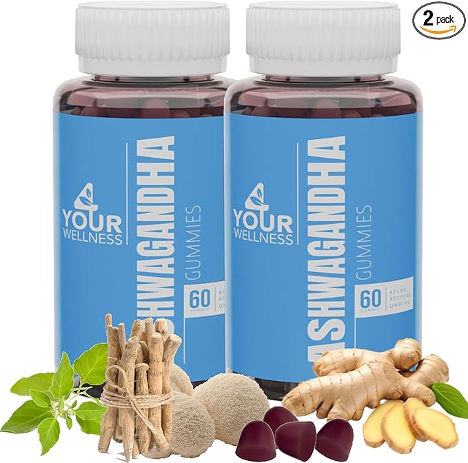 Ashwagandha Gummies Mixed Berry KSM-66, Lion's Mane, Vitamin-D, Non-GMO, Gluten-Free, Gelatin Free & Kosher (120 Count (Pack of 2))