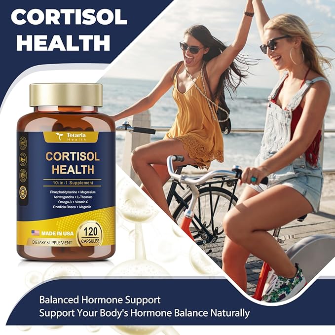 Cortisol Supplement with Ashwagandha,Magnesium,Rhodiola Rosea,L Theanine,Hormone Balance for Women 120 Vegan Capsules (Pack of 1)