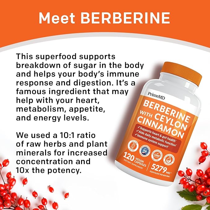 21-in-1 Berberine Supplement with Ceylon Cinnamon - Berberine 1500mg with Chromium, Bitter Melon and Green Tea Extract - Dihydroberberine Supplement for Energy & Metabolism Support, 5279 mg, 120 count