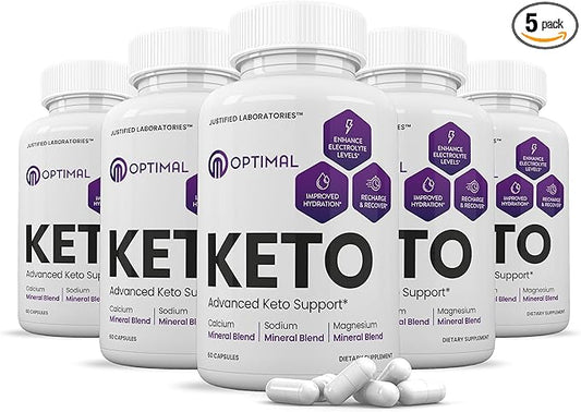 (5 Pack) Optimal Keto Pills 1275MG New & Improved Formula Contains Apple Cider Vinegar Extra Virgin Olive Oil Powder Green Tea Leaf 300 Capsules