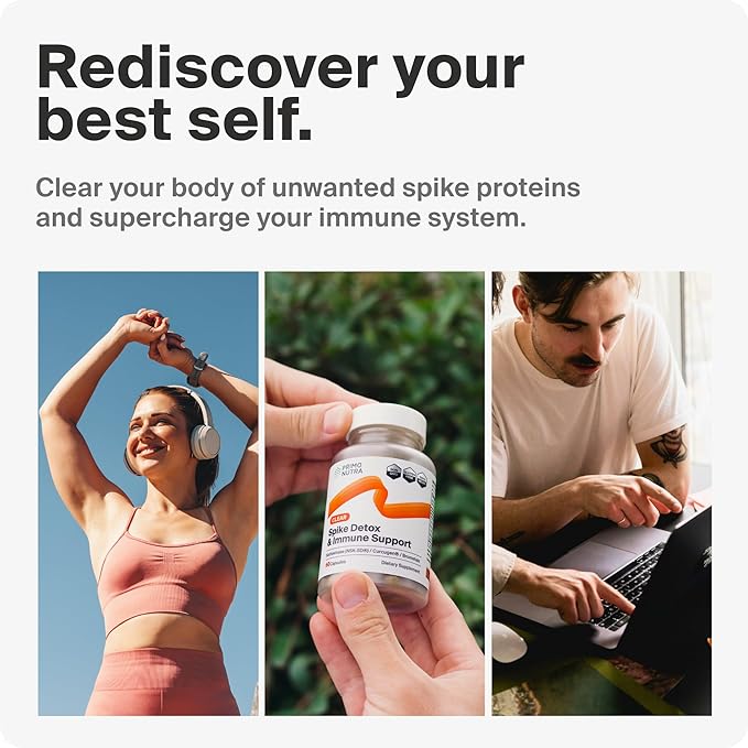 Spike Detox Supplement with Branded Nattokinase (NSK-SD), Bromelain, Branded Curcumin 500mg (Curcugen), and Molecular Hydrogen - Potent Foreign Protein Cleanse