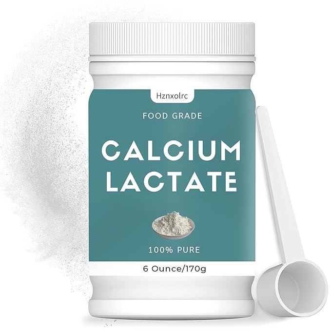 6 oz Calcium Lactate Powder, 100% Pure Calcium Lactate, Food-Grade, Supports Bone Health, Helps Neutralize Food Acidity, Keeps Food Fresh, for Dairy Products, Breads and Pastries and More