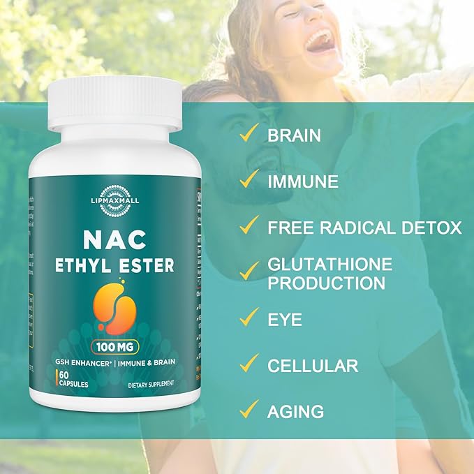 N-Acetyl Cysteine Ethyl Ester 100mg-More Absorption Than 1000mg NAC-with Glycine 600mg-Benefit Glutathione-Good for Immune System & Antioxidant for Adults,NACET(60 Capsules-2 Pack)