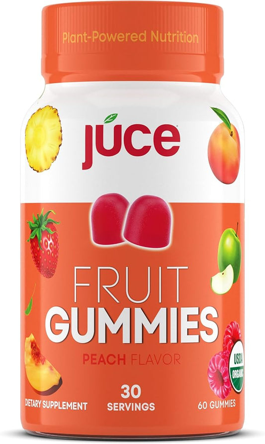 Juce Fruit Gummies with Peach Flavor - Superfood Gummies Delights for Optimal Health By Terra Kai Organics