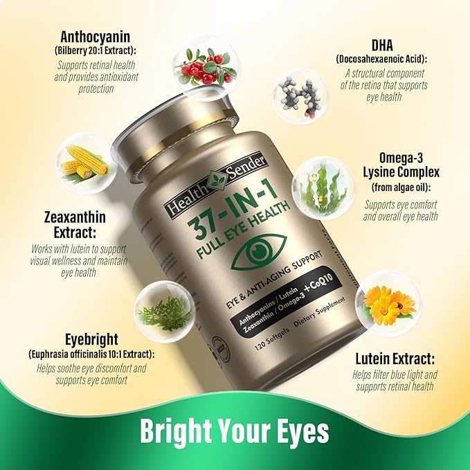 Hydrolyzed Collagen Peptide Filled NAD Biotin Gummies and AREDS 2 Lutein Zeaxanthin Omega-3 CoQ10 Bilberry Exctra Eye Vitamins Supplement 1+1 Combination Pack